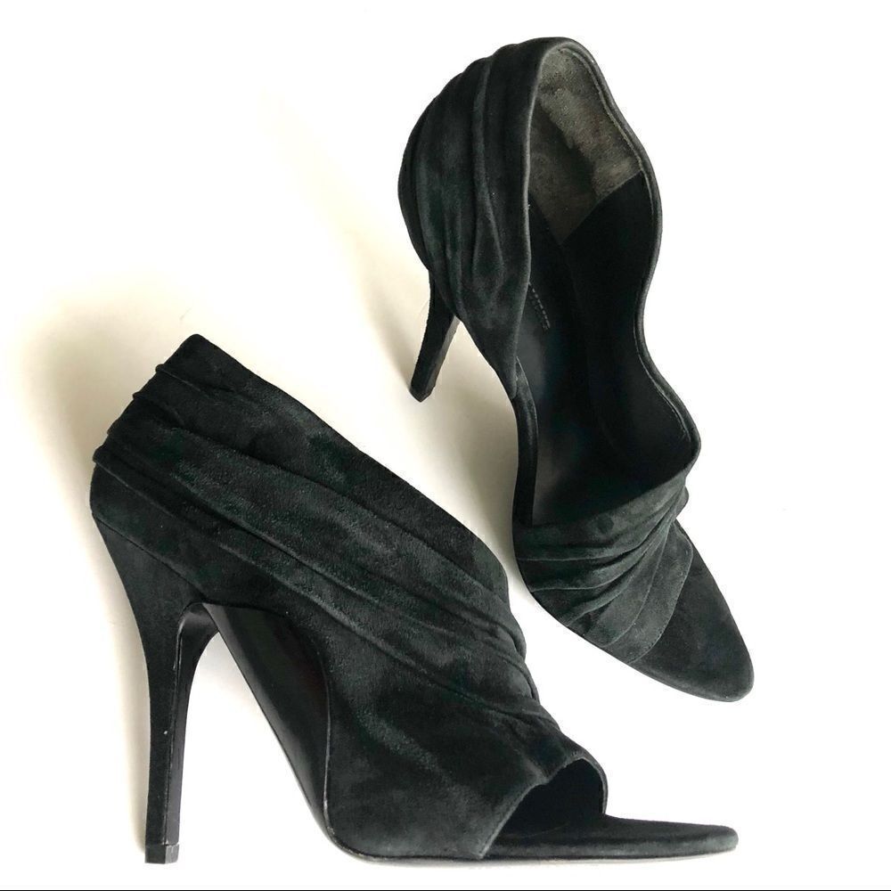 ALEXANDER WANG MAJA PUMPS BLACK SUEDE DRAPED HEEL